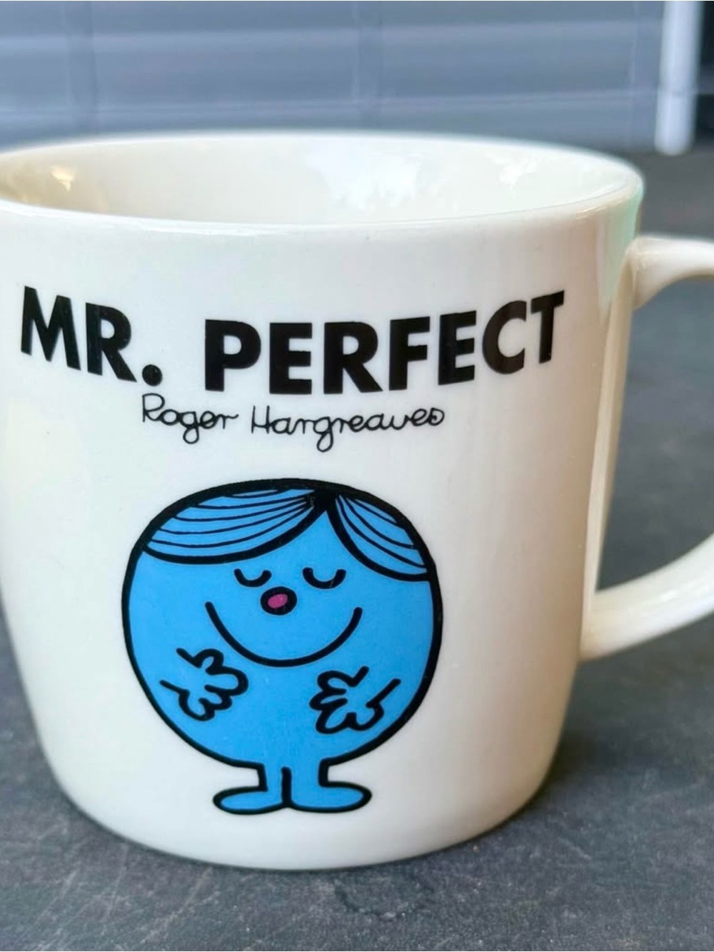 Mr. Perfect Blue Character Ceramic Mug by Roger Hargreaves 2010